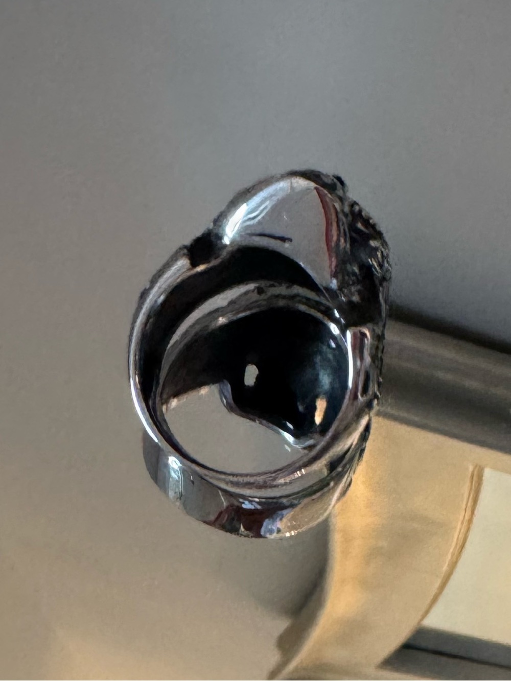 Sugar Skull Ring 316L Stainless Steel Gothic Biker Ring size 12 - Picture 7 of 12
